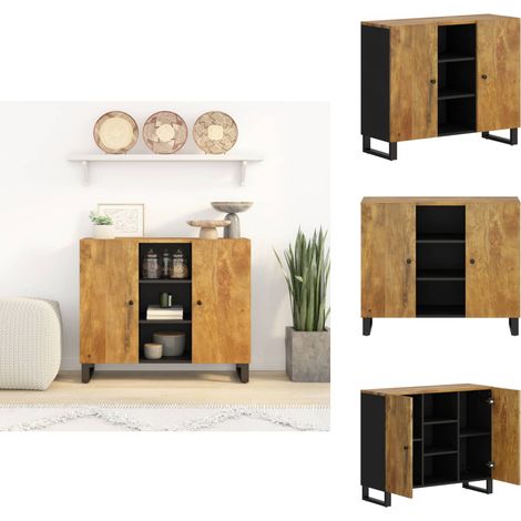 Buffet avec 2 portes 90x33x75 cm bois massif de manguier - Buffet - Meuble De Rangement - Commode - Bois Massif - Manguier (1/5)