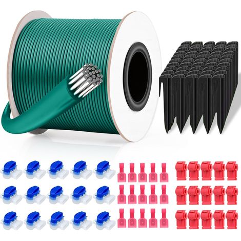Cable Robot Tondeuse 100m, Cable Tondeuse + 50 Piquets 15 Connecteurs de Câble+15 Bornes de Connexion, pour Tondeuse à Gazon Compatible avec 15 etc (1/5)