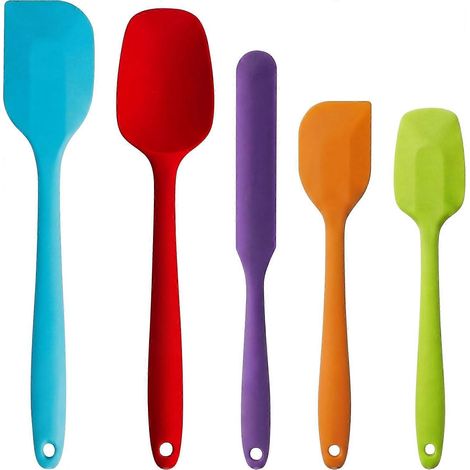 Ensemble 5 spatules silicone sans BPA antiadhésives résistantes chaleur compatibles lave-vaisselle 5 couleurs pâtisserie & cuisine (1/5)