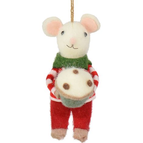Anhänger Maus mit Muffin - Wolle
