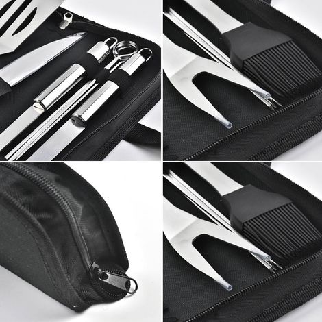 Grillzubehör- und Werkzeugset, 9-teiliges Edelstahl-Set mit Aufbewahrungsbox, Grillbesteck