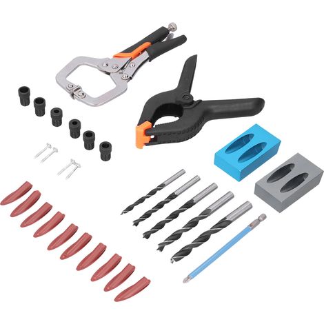 Kit de guide de perçage oblique 15° en alliage d'aluminium pour menuiserie, accessoire de bricolage et outil de précision.