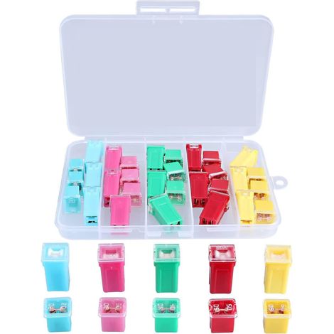 Kit combinato di fusibili quadrati per auto da 30 pezzi, corti e corti