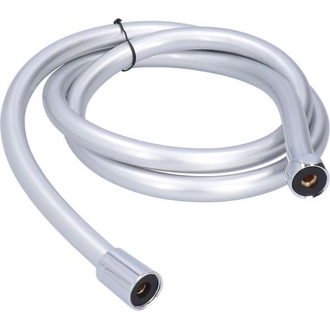1 tuyau de douche flexible, 1,5 m, raccords G1/2 pouce, PVC résistant à 90°C, finition argentée, anti-éclatement, pour pomme de douche et chauffe-eau (1/5)