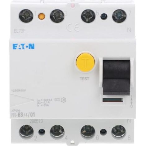 Disyuntor diferencial 4P 63A 01A tipo AC PF663401 286513