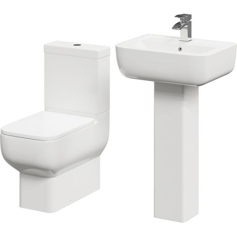 Wholesale Domestic Tacoma 550mm Full Pedestal Basin and Closed Back Toilet Suite (1/5)