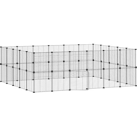 Cage animaux de compagnie à 44 panneaux et porte Noir 35x35 cm CFW79209 (1/4)
