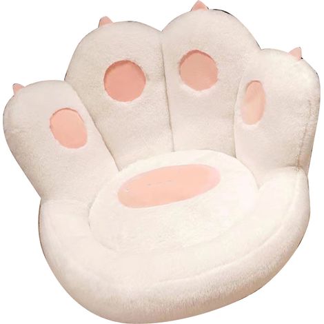Coussin patte de chat style INS, coussin de chaise kawaii en forme de patte de chat, coussin mignon et confortable pour canapé et sol, blanc (1/5)