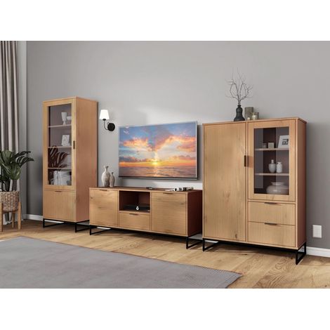 Commode TV - Meuble TV - Console TV - Buffet TV - 2 portes - 1 tiroir - 1 compartiment - Oak Colori - 2T1S