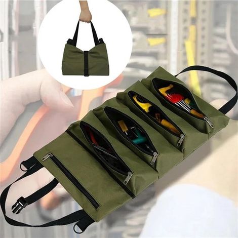 Professionelle Mehrzweck Werkzeugtasche, , mit mehreren Fächern, rollbarer, tragbarer Organizer für Kleinwerkzeuge, neue hellgrüne Farbe, für Hei (1/5)