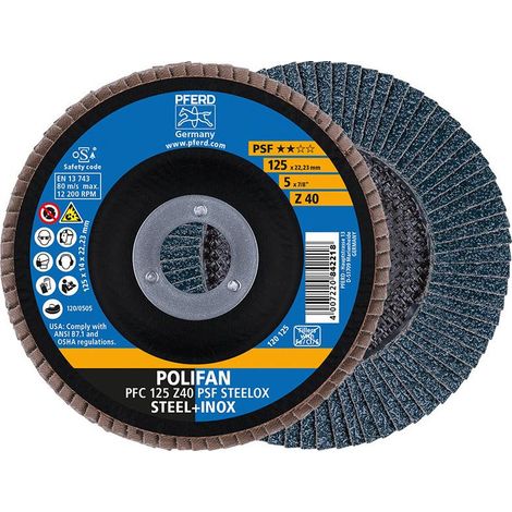 Disco  de láminas  POLIFAN Z  PSF STEELOX  D.125mm K.120  cónico STA/INOX  ZK Z  PFERD (1/2)