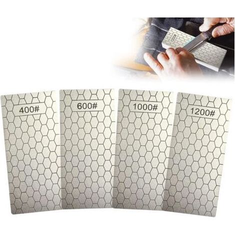 Coavas – Set mit 4 Diamant-Schärfsteinen – Körnung 400/600/1000/1200 – Wabenstruktur für effizientes Schärfen – Kompakt und leicht (1/5)