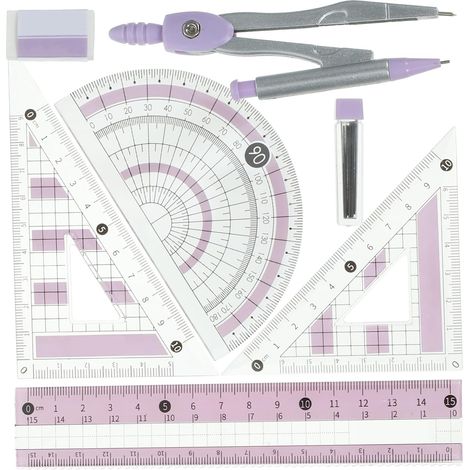Ensemble d'équerre et de rapporteur pour l'architecture le dessin (1/5)