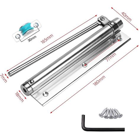 Ferme-porte automatique réglable en alliage d'aluminium, ressort de porte automatique argenté, résistance 40 kg, pour portes coupe-feu. (1/3)
