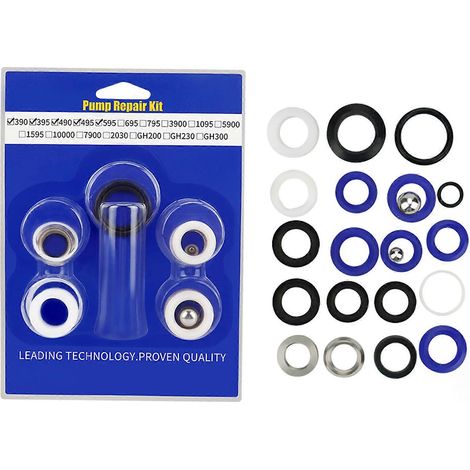 Kit de réparation de pompe 244194 compatible avec les pistolets à peinture sans air 390, 395, 490, 495 et 595 (1/5)