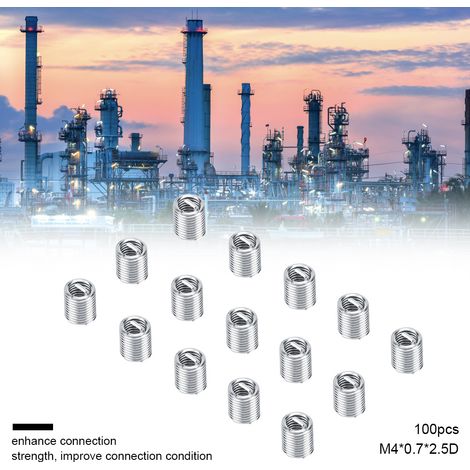100 pièces inserts hélicoïdaux filetés en acier inoxydable SS304 enroulé pour vis M4 (2,5D x 0,7) (1/5)