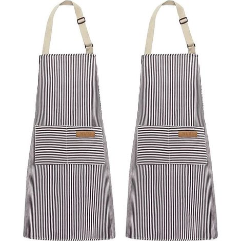 Grembiuli Duo - Grembiuli da cucina - Grembiuli a righe - Con tasche - Unisex - Stile E (1/5)