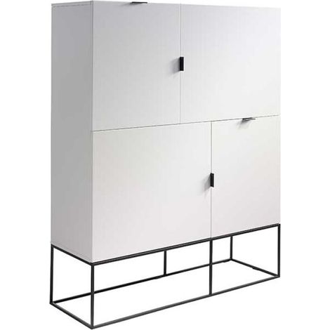 Aparador alto de 4 puertas Fabiana acabado blanco brillo, 150 cm(alto) 120 cm(ancho) 41 cm (fondo) (1/4)