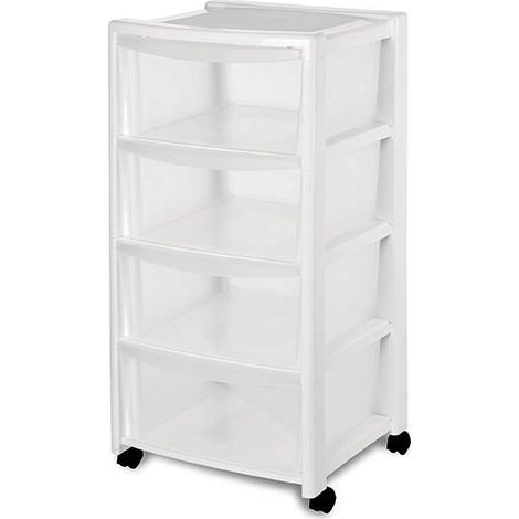 CASSETTIERA 4 CASSETTI L40 P40 H80CM COLORE BIANCO