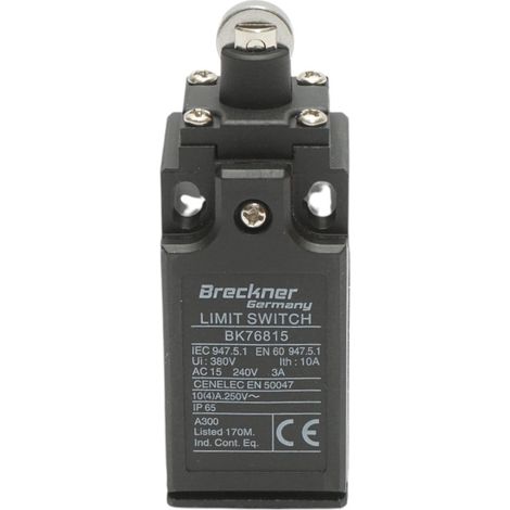 Finecorsa con attuatore a pistone e rullo orizzontale 250V/380V, 10A IP65 Breckner Germany (1/5)