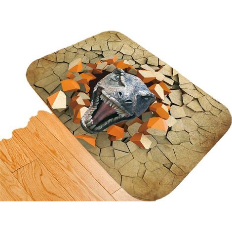 Tapis de sol dinosaure, tapis de bain en flanelle imprimé HD antidérapant et absorbant pour salle de bain (4060cm) (1/2)