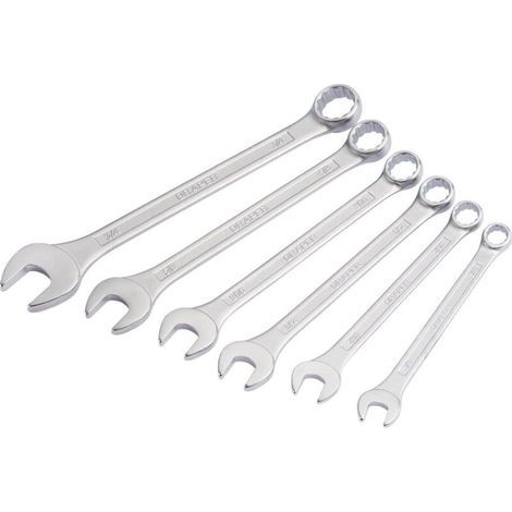 Jeu de 6 clés mixtes à cliquet, clés à engrenages de qualité industrielle, fabriquées en acier Cr-V chromé forgé et traité thermiquement, tailles métriques 8 mm-17 mm (1/4)
