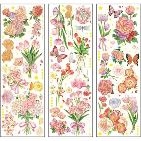 Étiquettes florales vintage naturelles autocollants fleurs décoratifs jolis pour scrapbooking ordinateur portable album DIY planificateur quotidien (1/5)