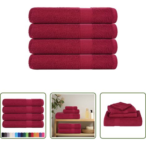 vidaXL Frottiertuch - Handtücher FROGN 4 Stk. Bordeaux 100x200 cm 360 g/m² (1/5)