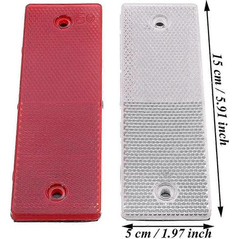 Lot de 20 autocollants réfléchissants rectangulaires, rouges et blancs, compatibles avec les voitures, camions, motos et plus encore. (1/4)