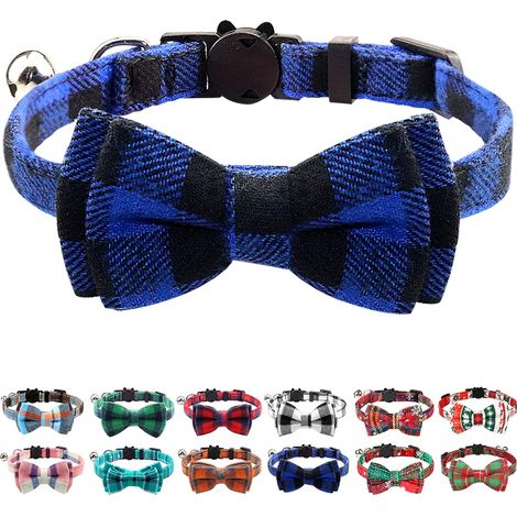 Ensemble de 1 pièce anti - accrocher collier de chat, collier de chat avec cloches et noeud, collier mignon pour chatons et chats (1/5)