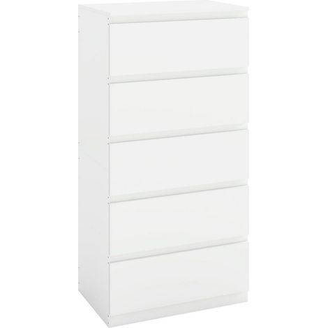 Kommode Weiß 60x40x120 cm mit 5 Schubladen, Sideboard für Wohnzimmer & Flur (1/5)