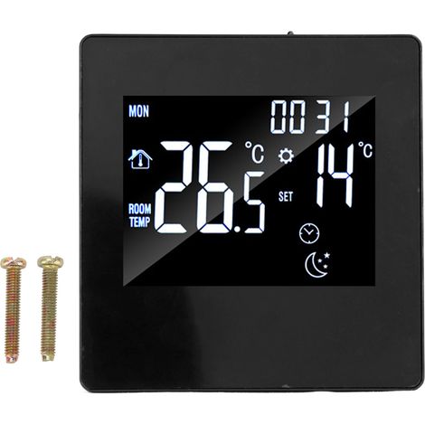 3A Smart Thermostat LCD Display Programmable Widely Used Water Heating Thermostat for Home Office Mall Hotel Nursing Homes Black Regular Model