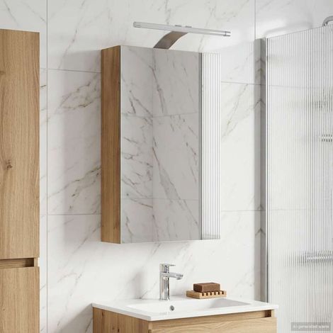 vidaXL Mobiletto per specchio da bagno con porta Rovere