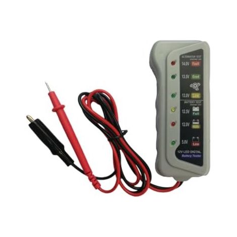 12-V-Digital-Autobatterietester mit Überspannungsschutz und schneller Messfunktion für Autobatterien, praktisches Gehäuse aus Kunststoff und Metall - (1/5)