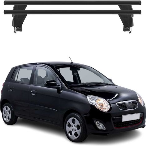 OMAC Dachträger Querträger Alu für Kia Picanto II 2011-2017 – Abschließbar – T-Nut – City-Crash-getestet – Max. 50 kg Schwarz (1/5)