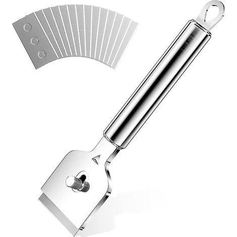 Grattoir métallique pour plaque de cuisson, grattoir pour plaque vitrocéramique avec 14 lames de rechange, grattoir pour plaque vitrocéramique, plaque de cuisson S- (1/5)