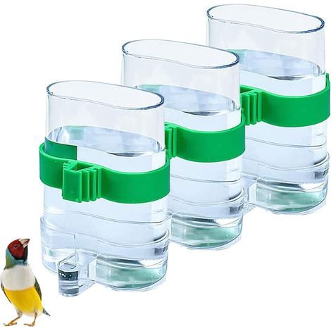 Distributore di acqua e cibo per uccelli in 3 pezzi, distributore di acqua per mangiatoie per uccelli, distributore automatico di acqua per pappagalli (1/5)