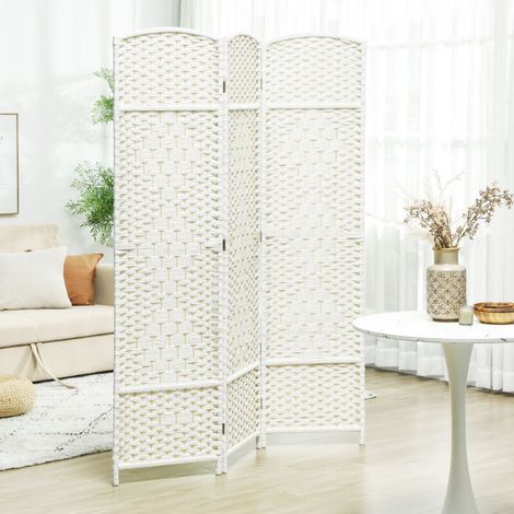 Cloison amovible Paravent intérieur en bois 3 panneaux séparateur de pièce pliable pour salon chambre 135 x 180 cm blanc (1/5)