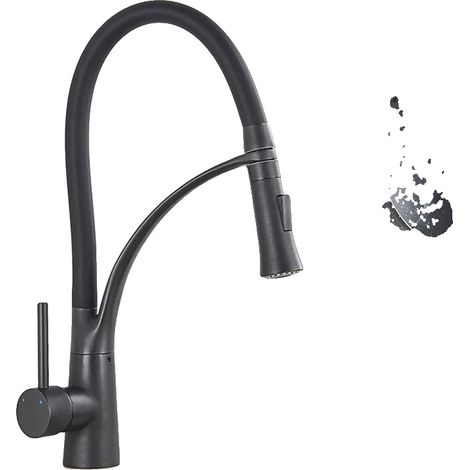 Grifo de fregadero de cocina, monomando, para encimera, negro mate. (1/2)