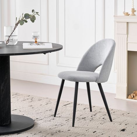 Wokaka Lot de 4 chaises de salle à manger - Chaise contemporaine - pieds en métal, velours(gris)