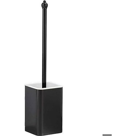 Brosse WC avec support, cadre en aluminium, espace au mur et vertical, pas d'accumulation d'eau (couleur: noir) (1/4)