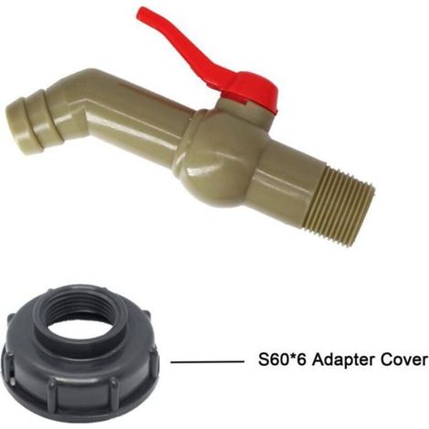 IBC Robinet Cuve Robinet d'Écoulement IBC Adaptateur de Réservoir IBC Bouchon Cuve S60x6 Vanne Robinet pour Récupérateurs Eau de Plu (1/5)