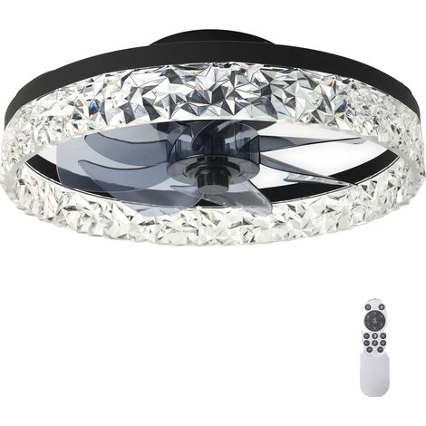 Ventilateur de plafond, télécommande, lumière LED dimmable, noir (1/2)