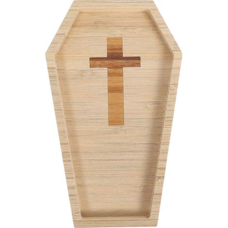 Plateau en bois en forme de cercueil pour fête d'Halloween (2 pièces, jaune clair) (1/5)