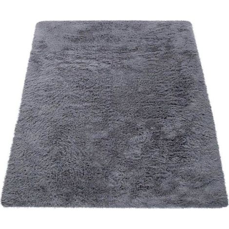 Paco Home Tapis Poils Longs Salon Shaggy Fausse Fourrure Fourrure Moelleux Gris Gris 80x150 cm (1/5)