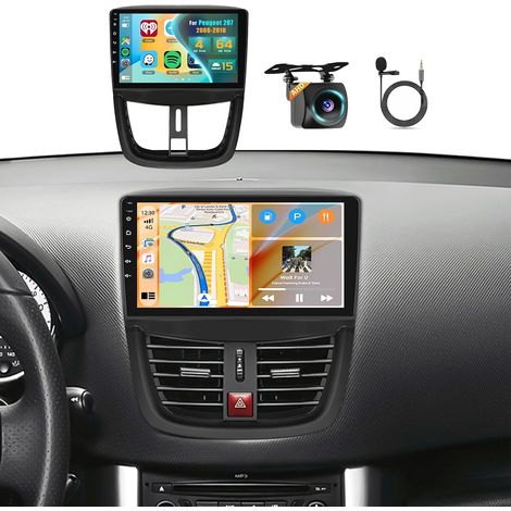 4G+64G Autoradio Android 15 pour 207 2006-2010 avec Wireless CarPlay, Android Auto, 9" Touchscreen Poste Radio Voiture avec GPS, WiFi, RDS/FM, Blurtooth, MIC, Caméra de Recul (1/5)