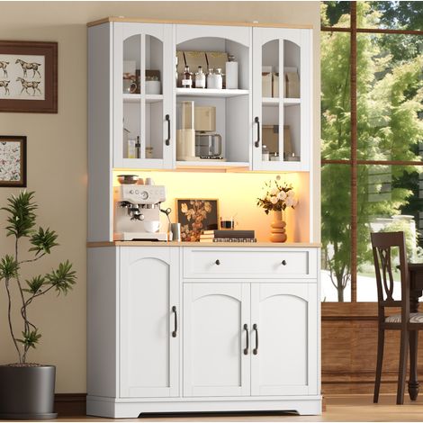 Coiffeuse suspendue 100x40x48 cm blanche avec miroir LED, 3 tiroirs et verre - CHICFURN (1/5)