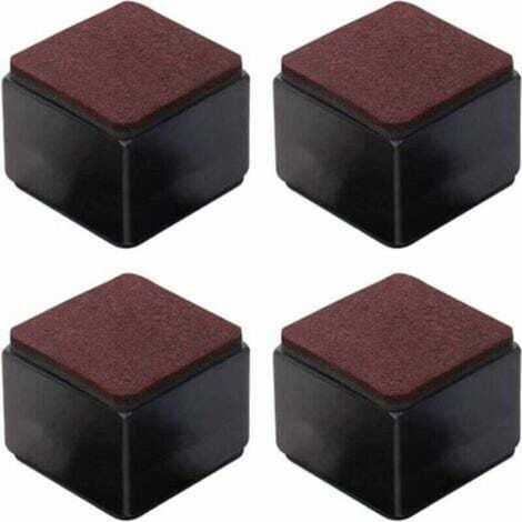 Lot de 4 rehausseurs de meubles autocollants en acier au carbone - 50 mm de hauteur, adaptés aux lits, canapés, armoires - carrés noirs