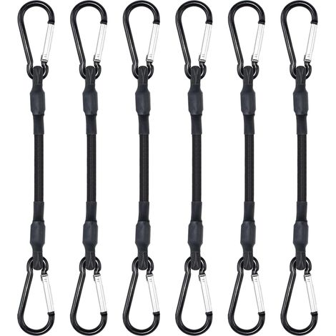 6pièces 30cm Tendeurs Elastique avec Mousqueton, Lot de 6 Tendeurs Elastique avec Crochets, Sangles Élastiques pour l'extérieur, Pince Cordon élastique Multifonctionnelle, pour Bâches, Tentes, Bagages (1/5)