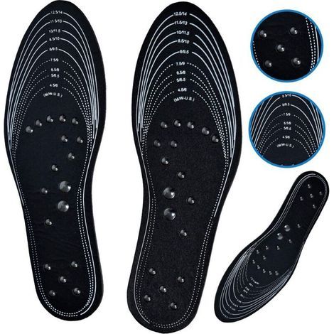 Lot de 2 paires de semelles de massage magnétiques d'acupression pour hommes/femmes (1/3)